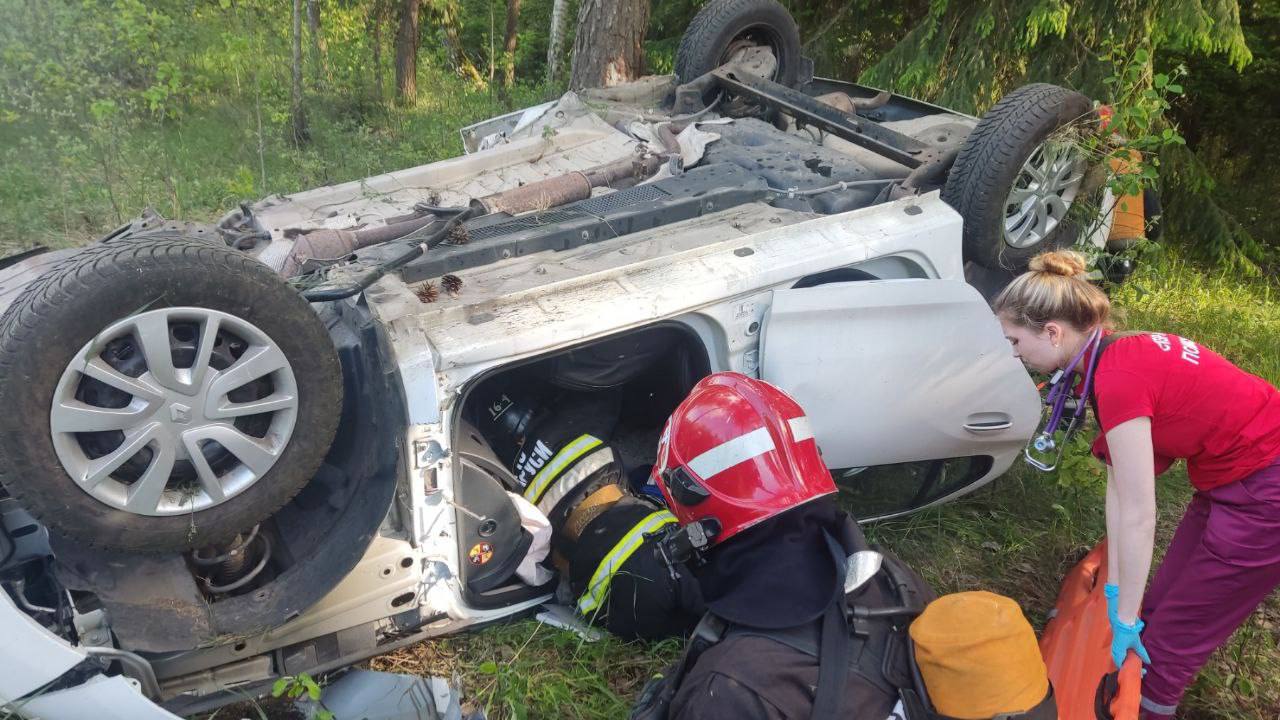На трассе Минск – Гомель 66-летний водитель съехал в кювет, врезался в дерево и погиб